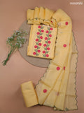 Yellow Kota Dress Material With Embroidery Work Neck Pattern and Bottom & Kota Dupatta