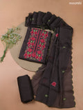 Black Kota Dress Material With Embroidery Work Neck Pattern and Bottom & Kota Dupatta