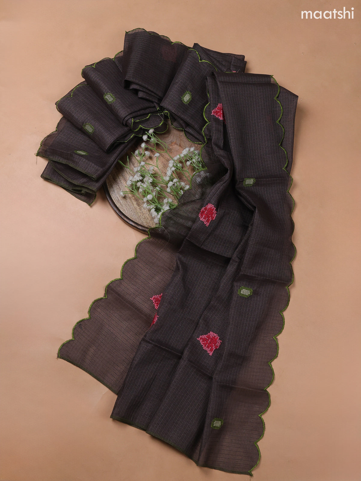 Black Kota Dress Material With Embroidery Work Neck Pattern and Bottom & Kota Dupatta