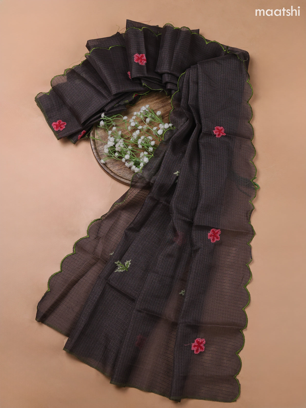 Black Kota Dress Material With Embroidery Work Neck Pattern and Bottom & Kota Dupatta