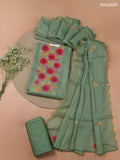 Green Kota Dress Material With Embroidery Work Neck Pattern and Bottom & Kota Dupatta