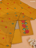 Mustard Yellow Kota Dress Material With Embroidery Work Neck Pattern and Bottom & Dupatta