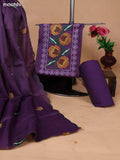 Purple Kota Dress Material With Floral Embroidery Work Neck Pattern and Bottom & Dupatta