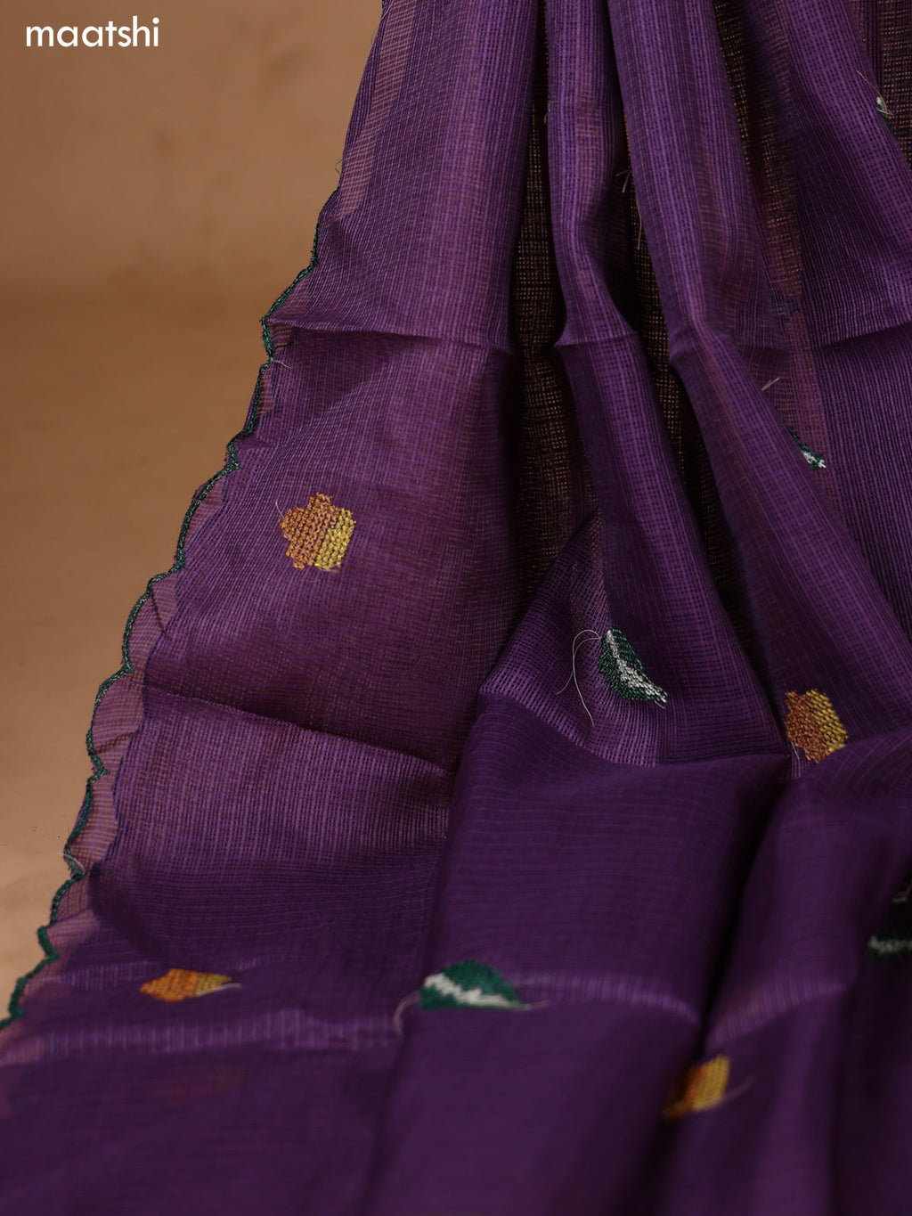 Purple Kota Dress Material With Floral Embroidery Work Neck Pattern and Bottom & Dupatta