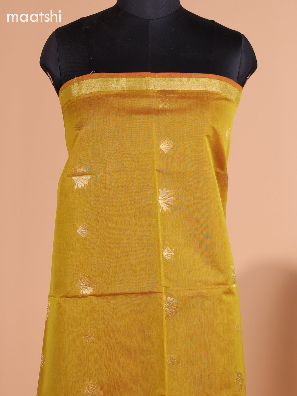 Dual Shade Of Mehendi Green and Dark Violet Semi Silk Cotton Dress Material With Zari Buttas And Bottom & Dupatta