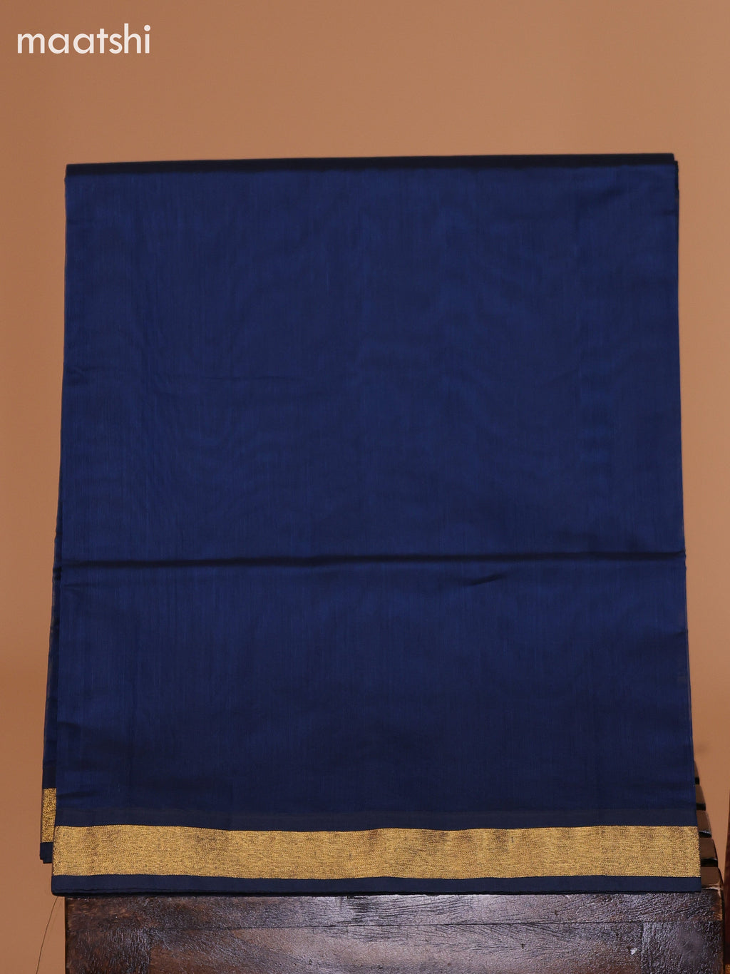 Brown and Peacock Blue Semi Silk Cotton Dress Material With Zari Buttas and Bottom & Dupatta