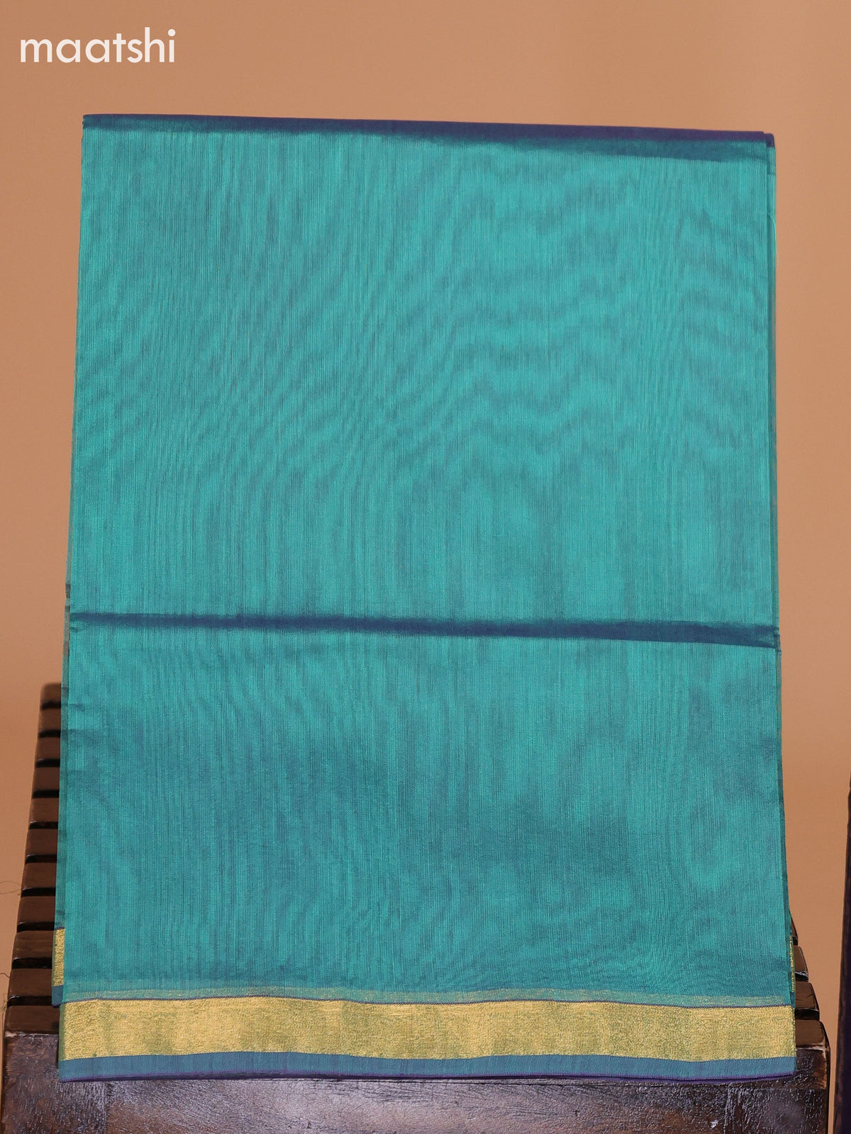 Dark Purple and Teal Green Semi Silk Cotton Dress Material With Zari Buttas and Bottom & Dupatta