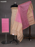 Beige and Peach Pink Silk Cotton Dress Material With Zari Woven Buttas