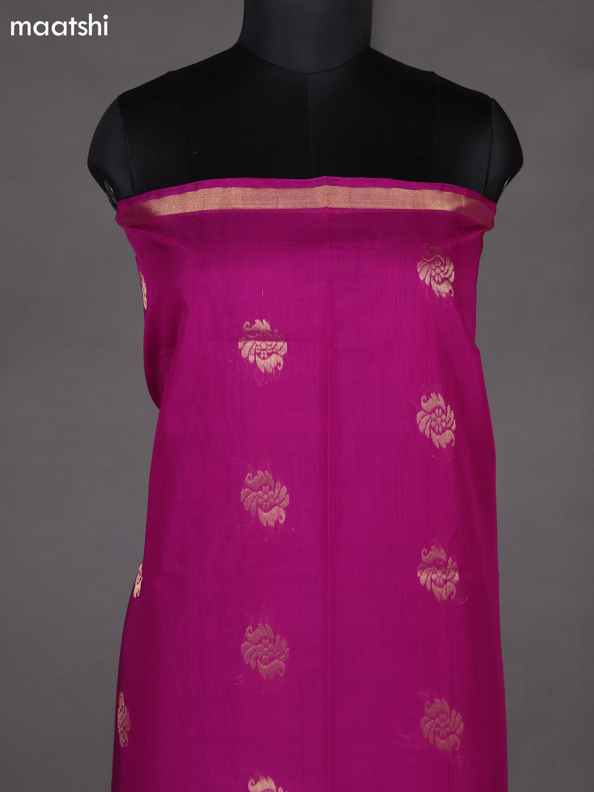 Purple and Dark Mustard Silk Cotton Dress Material With Zari Woven Buttas