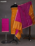 Dark Mustard and Purple Silk Cotton Dress Material With Zari Woven Buttas