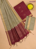 Maroon and Elaichi Green Pure Silk Dress Material With Zari Buttas