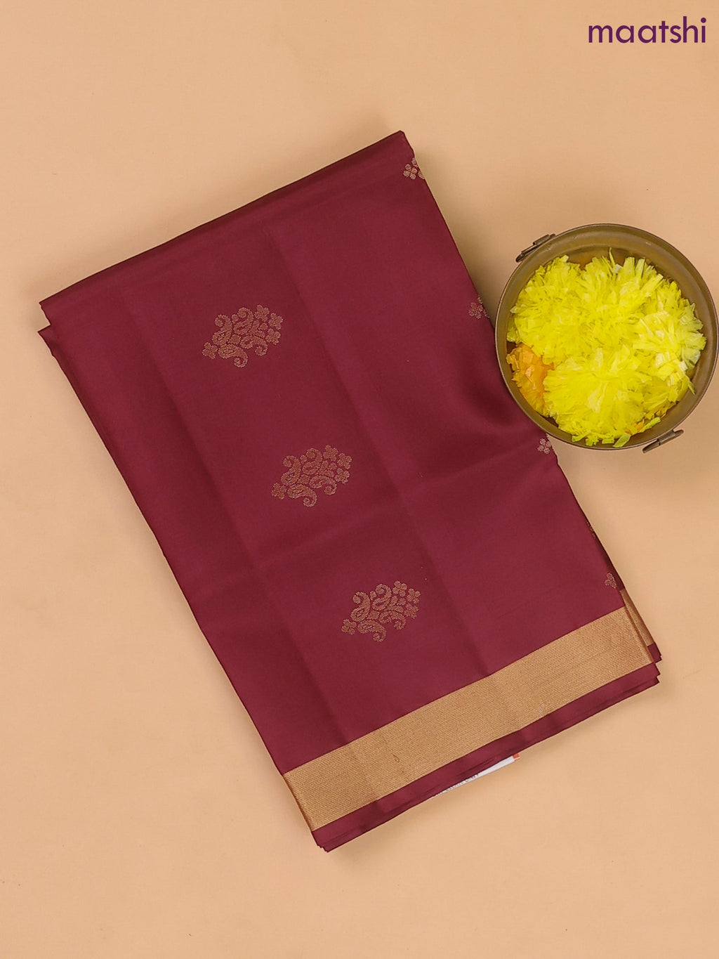 Maroon and Elaichi Green Pure Silk Dress Material With Zari Buttas