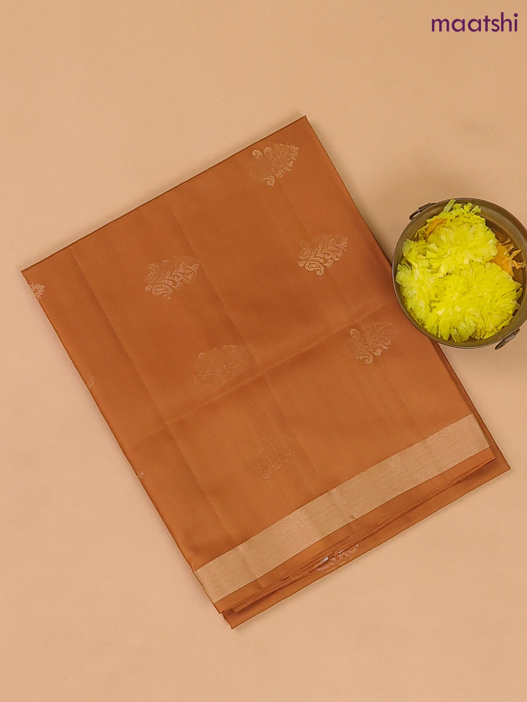 Dark Mustard and Pastel Green Pure Silk Dress Material With Zari Buttas