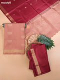Pastel Brown and Maroon Pure Silk Dress Material With Zari Butta