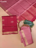Mauve Pink and Maroon Pure Silk Dress Material With Zari Butta