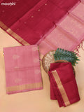 Maroon and Mauve Pink Pure Silk Dress Material With Zari Butta