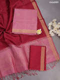 Mauve Pink and Maroon Pure Silk Dress Material With Zari Buttas