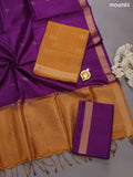 Mustard and Violet Pure Silk Dress Material With Zari Buttas