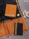 Mustard and Black Pure Silk Dress Material With Zari Buttas