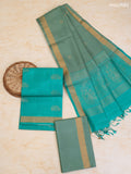 Teal Green and Light Green Pure Silk Dress Material With Zari Butta With and Bottom & Zari Dupatta