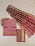 Mauve Pink and Grey Shade Pure Silk Dress Material With Zari Butta With and Bottom & Zari Dupatta