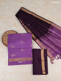 Dark Lavender and Dark Purple Pure Silk Dress Material With Zari Butta With and Bottom & Zari Dupatta