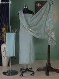 Teal Shade Munga Cotton Dress Material With Embroidery Work Neck Pattern