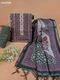 Pastel Green and Green Mul Chanderi Dress Material With Floral Prints Embroidery Work