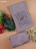 Pastel Purple Munga Cotton Dress Material With Embroidery Work Neck Pattern