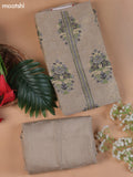 Beige and Purple Munga Cotton Dress Material With Thread and Zari Woven Buttas
