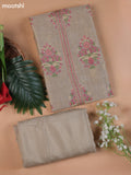 Beige and Pink Munga Cotton Dress Material With Thread and Zari Woven Buttas