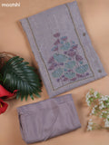 Pastel Purple Munga Cotton Dress Material With Embroidery Work Neck Pattern