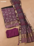 Wine and Beige Art Silk Dress Material With Allover Prints and Bottom & Dupatta