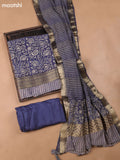 Blue and Beige Art Silk Dress Material With Allover Prints and Bottom & Dupatta
