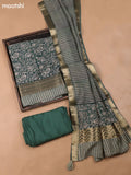 Green and Beige Art Silk Dress Material With Allover Prints and Bottom & Dupatta