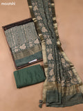 Green and Beige Art Silk Dress Material With Allover Prints and Bottom & Dupatta