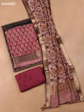 Red and Beige Art Silk Dress Material With Allover Butta Prints and Bottom & Dupatta