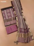 Pastel Maroon and Beige Art Silk Dress Material With Ikat Prints and Bottom & Dupatta