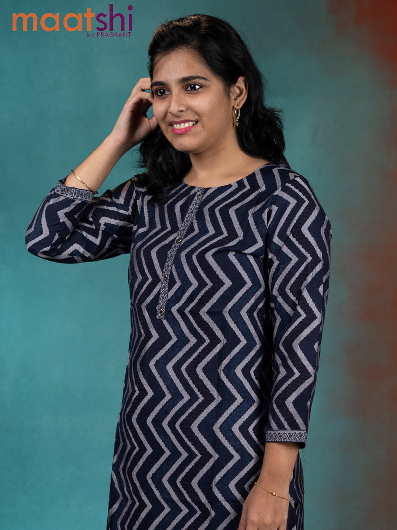 Indigo color Designer Jaipuri straight Kurti Set – Monamaar