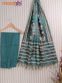 Chanderi readymade kurti set peacock green with allover kantha stitch work and straight cut pant & dupatta