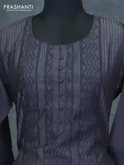 Modal readymade kurti grey with allover chamki & embroidery work