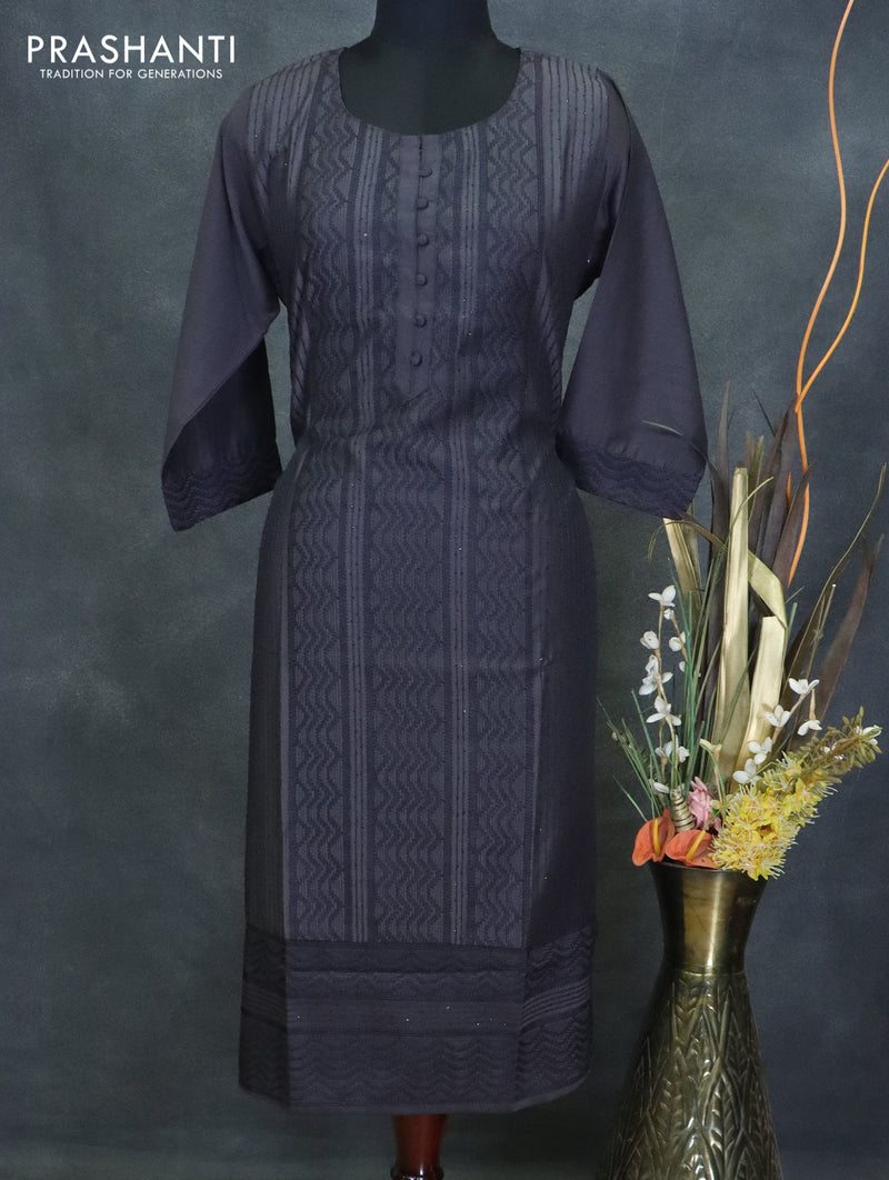 Modal readymade kurti grey with allover chamki & embroidery work