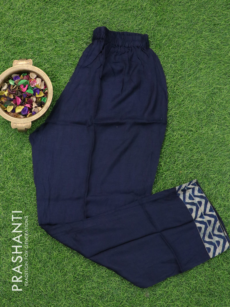 Pure muslin readymade kurti black and navy blue with allover paisley prints and straight cut pant & dupatta