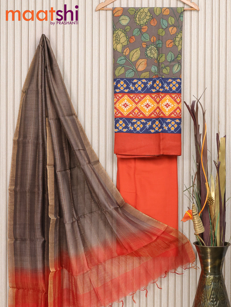 Purple Maheshwari Cotton Silk Dress Material – Ethnic's By Anvi Creations
