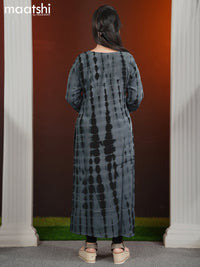 Chiffon kurti grey and  with tie & dye prints embroidery mirror work neck pattern without pant