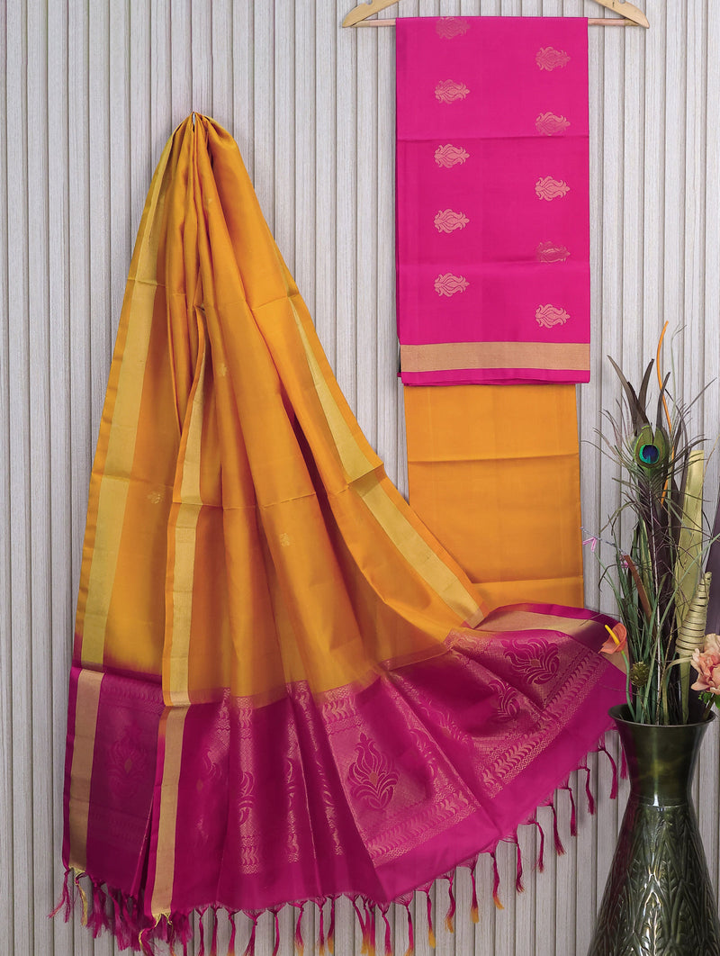 Style yourself in this strikingly beautiful Yellow Raw Silk Dress Material  from our silk collection, where Modernity Meets Indian Heritage.… |  Instagram