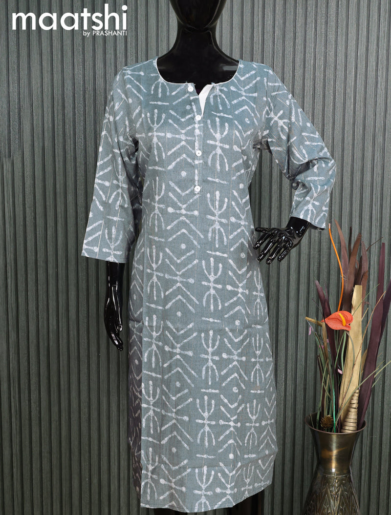 Cotton readymade kurti grey with allover batik prints and without pant