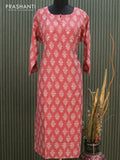 Muslin readymade kurti pastel maroon shade with allover prints & mirror work neck pattern without pant