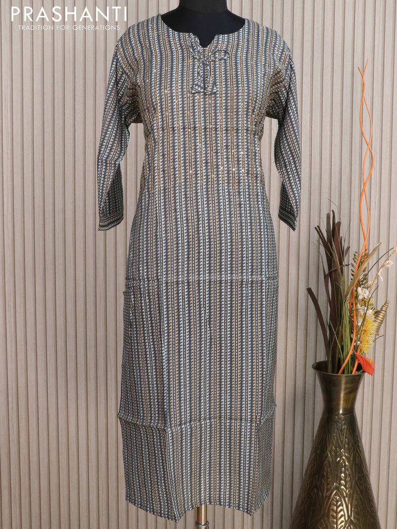 Muslin readymade kurti grey with allover prints without pant