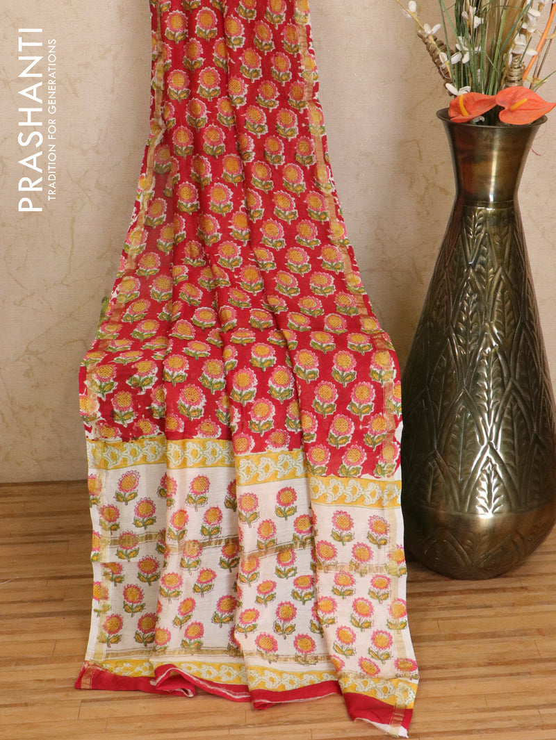 Chanderi dupatta red with allover prints